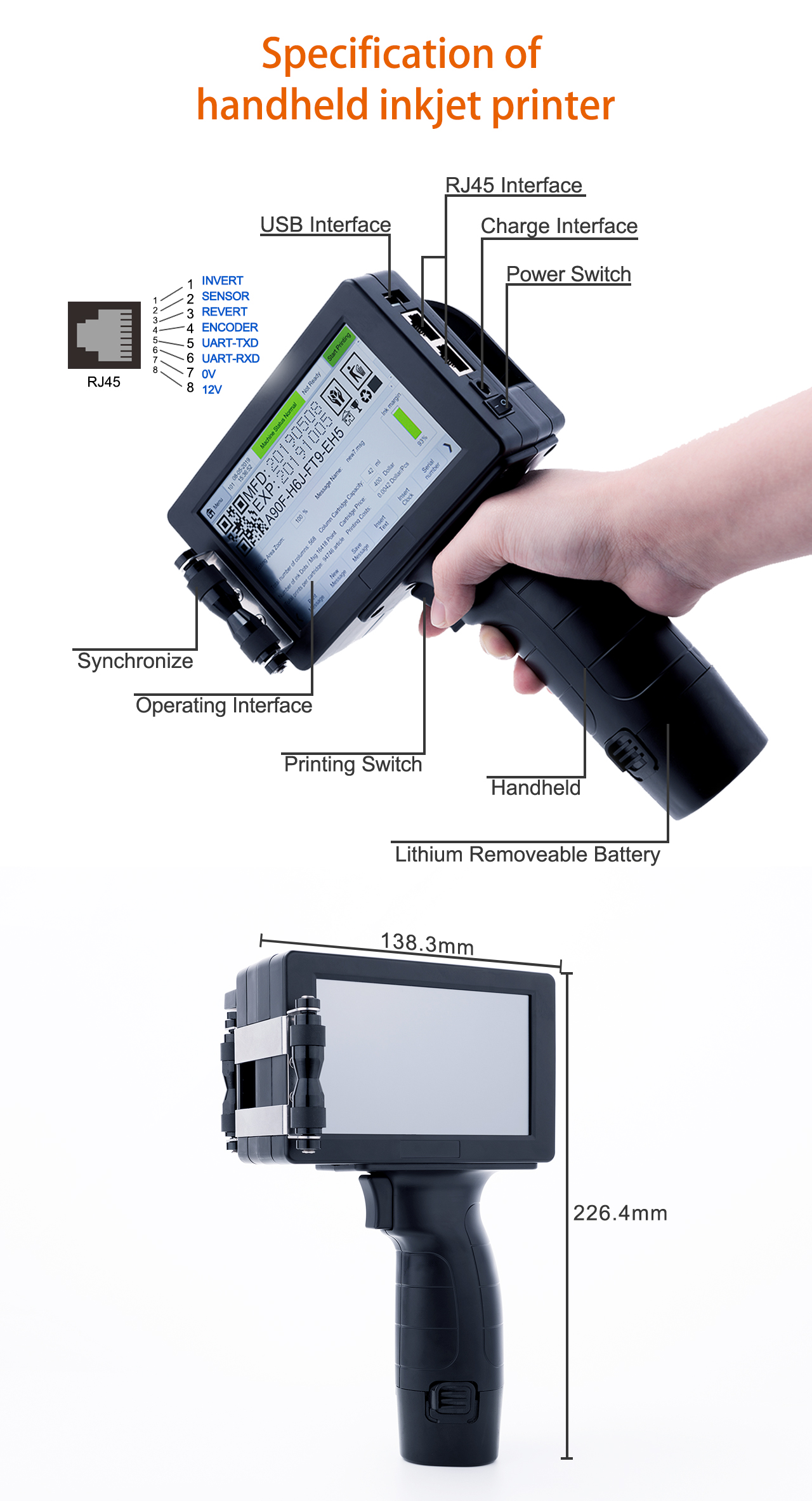 杜高·熱發(fā)泡便攜式智能手持噴碼機(jī) G300E